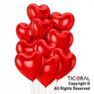 SET DE GLOBOS METALIZADOS CORAZON ROJO x 10 UNIDADES